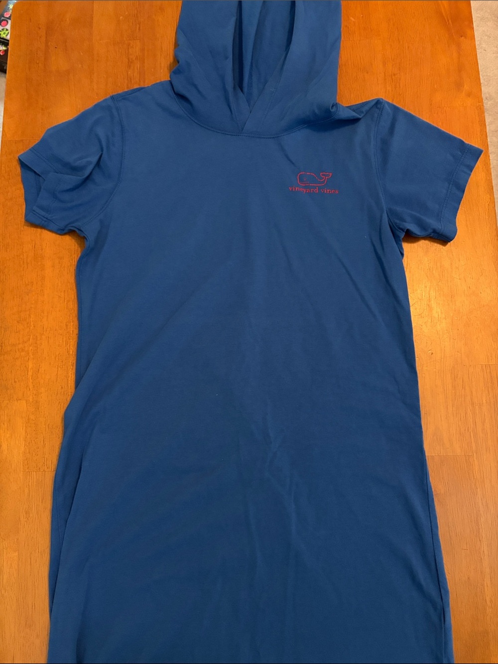 Vineyard Vines Navy Blue Hoodie Tee Dress with Red Logo